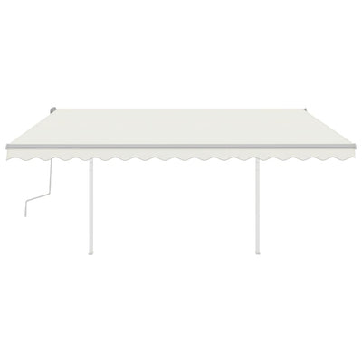 Manual Retractable Awning with Posts 4x3 m Cream Payday Deals