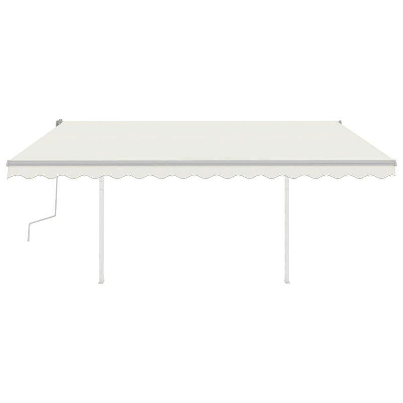 Manual Retractable Awning with Posts 4x3 m Cream Payday Deals