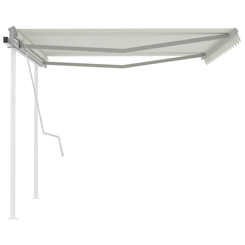 Manual Retractable Awning with Posts 4x3 m Cream Payday Deals