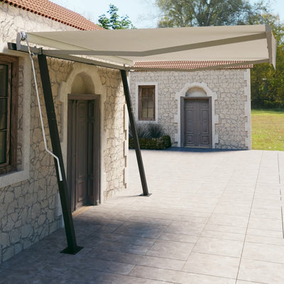 Manual Retractable Awning with Posts 4x3 m Cream