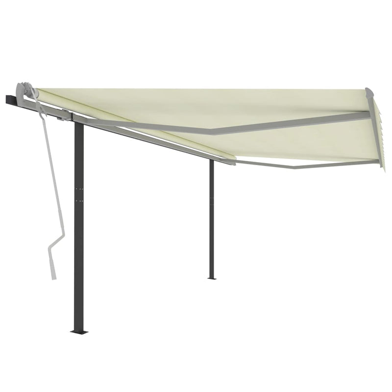 Manual Retractable Awning with Posts 4x3 m Cream Payday Deals