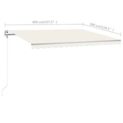 Manual Retractable Awning with Posts 4x3 m Cream Payday Deals
