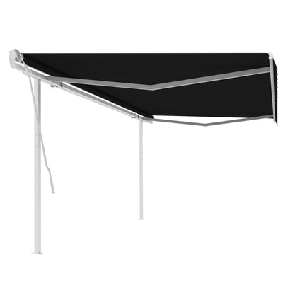 Manual Retractable Awning with Posts 5x3 m Anthracite Payday Deals