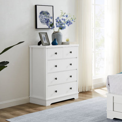 Margaux White Coastal Style Chest of Drawers Tallboy Payday Deals