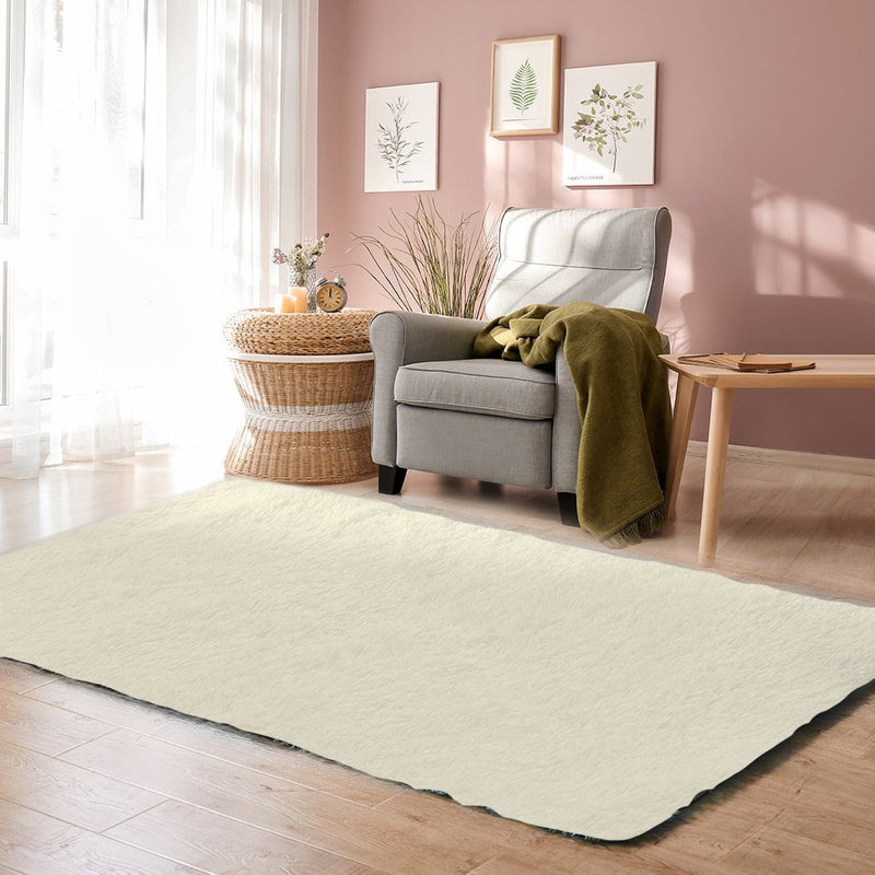 Marlow Floor Mat Rugs Shaggy Rug Area Carpet Large Soft Mats 300x200cm Cream Payday Deals