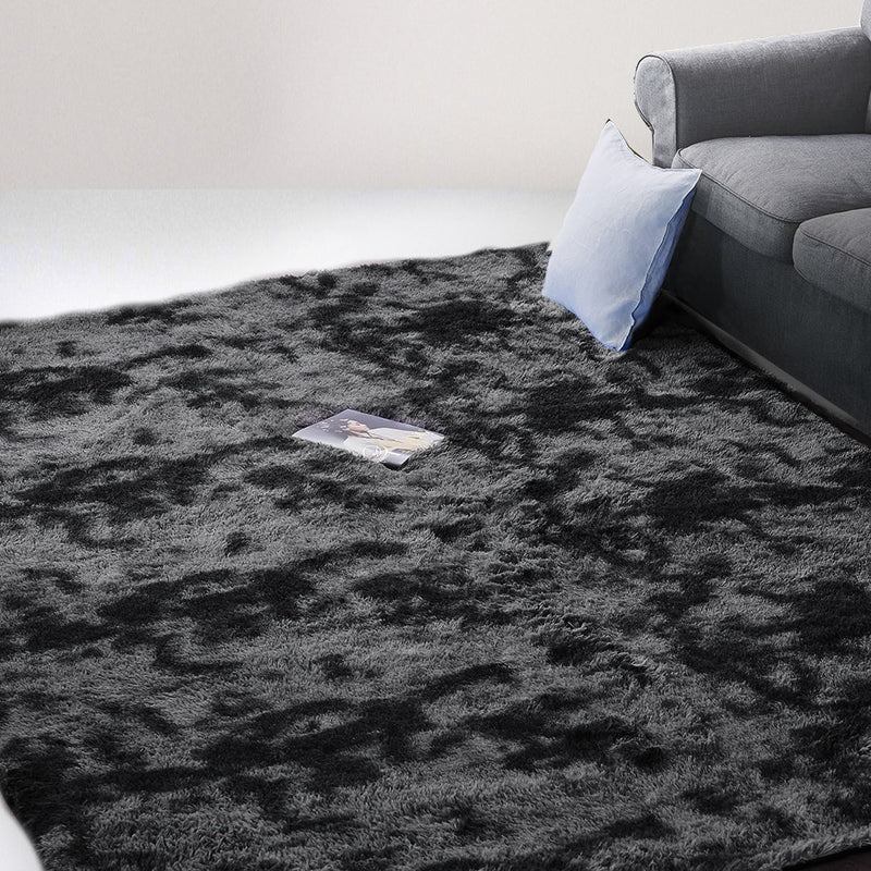 Marlow Floor Rug Shaggy Rugs Soft Large Carpet Area Tie-dyed 160x230cm Black Payday Deals