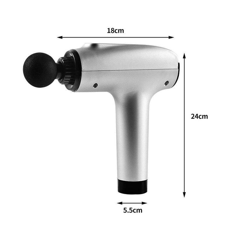 Massage Gun Deep Tissue Percussion Massager Muscle Vibrating Relaxing LCD 4 Head Silver Payday Deals