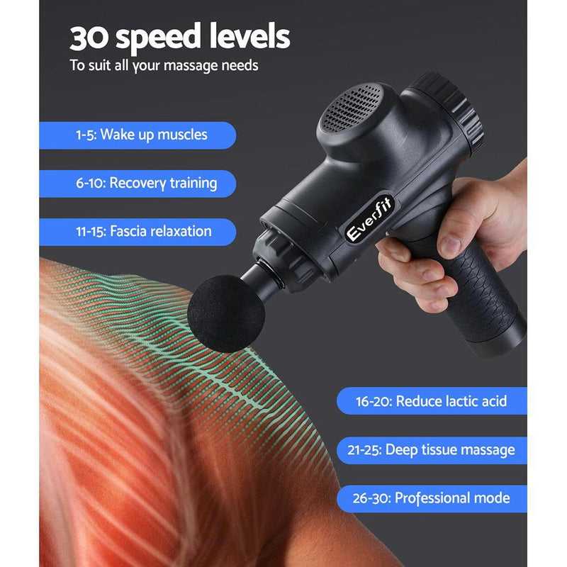Massage Gun Electric Massager Vibration 6 Heads Muscle Therapy Percussion Tissue Payday Deals