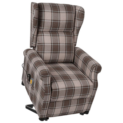 Massage Stand-up Reclining Chair Beige Fabric