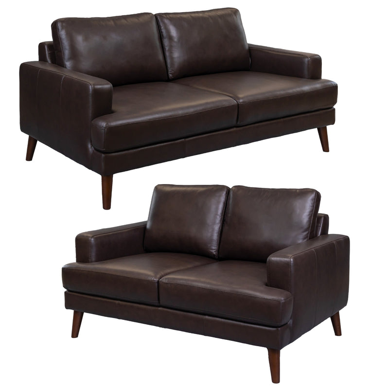 Matilda 2 + 3 Seater Sofa Leather Upholstered Lounge Set - Chocolate Payday Deals