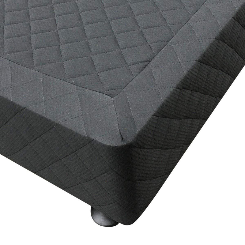 Mattress Base Ensemble Double Size Solid Wooden Slat in Black with Removable Cover