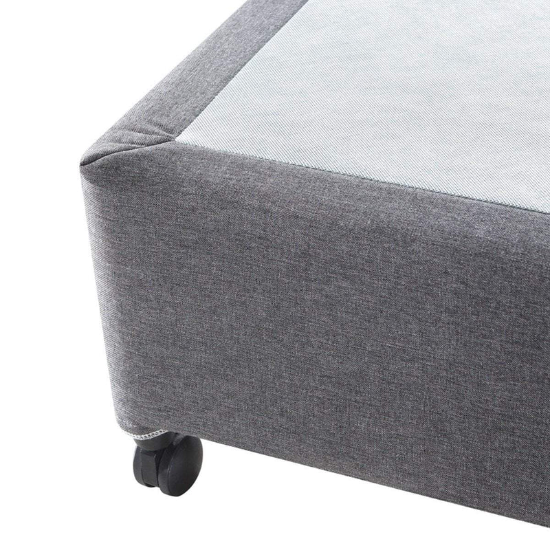 Mattress Base Ensemble Double Size Solid Wooden Slat in Charcoal with Removable Cover