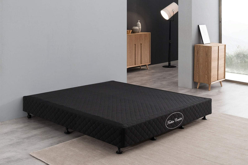Mattress Base Ensemble Queen Size Solid Wooden Slat in Black with Removable Cover Payday Deals