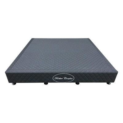 Mattress Base Ensemble Queen Size Solid Wooden Slat in Black with Removable Cover