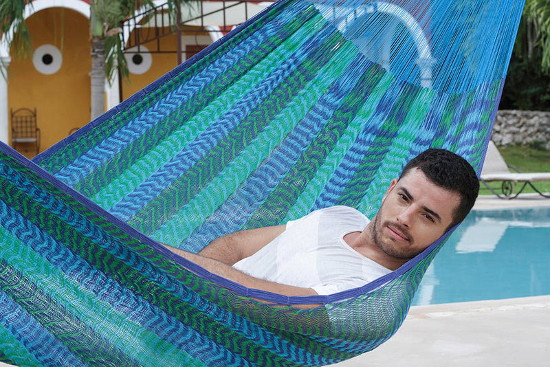 Mayan Legacy King Size Cotton Mexican Hammock in Caribe Colour Payday Deals