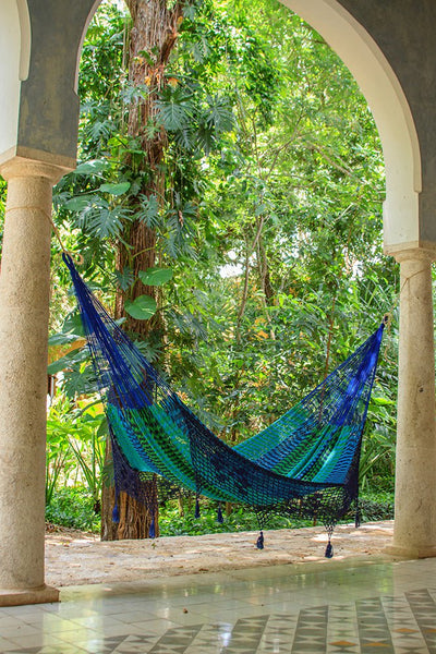 Mayan Legacy King Size Deluxe Outdoor Cotton Mexican Hammock in Caribe Colour Payday Deals