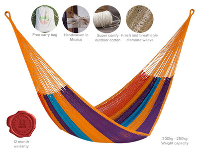 Mayan Legacy King Size Outdoor Cotton Mexican Hammock in Alegra Colour Payday Deals