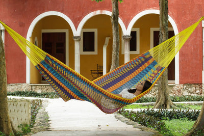 Mayan Legacy Queen Size Outdoor Cotton Mexican Hammock in Confeti Colour Payday Deals
