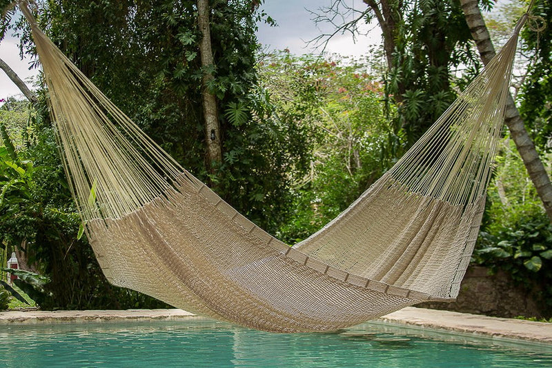Mayan Legacy Queen Size Outdoor Cotton Mexican Hammock in Cream Colour Payday Deals