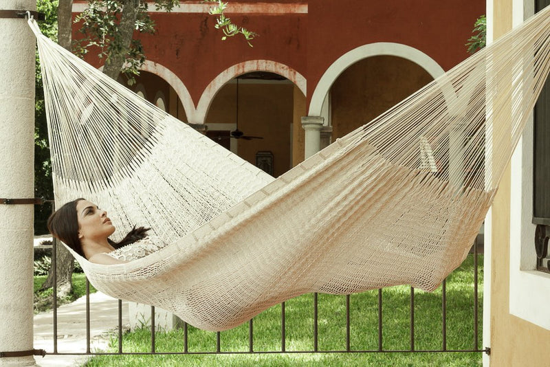 Mayan Legacy Queen Size Outdoor Cotton Mexican Hammock in Cream Colour Payday Deals