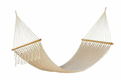 Mayan Legacy Queen Size Outdoor Cotton Mexican Resort Hammock No Fringe in Cream Colour Payday Deals