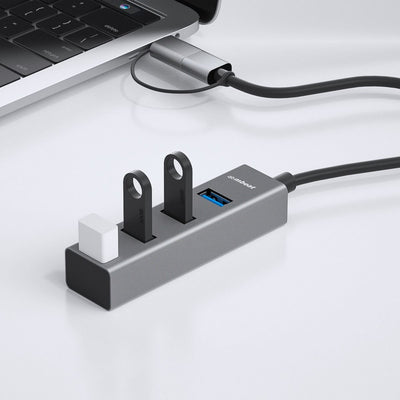 mbeat 4-Port USB 3.0 Hub with 2-in-1 USB 3.0 & USB-C Converter - Space Grey Payday Deals