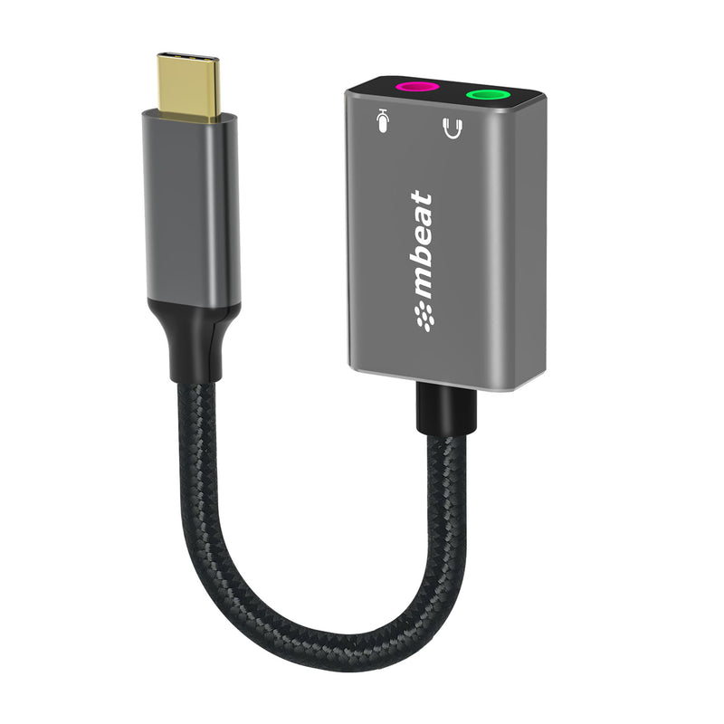 MBEAT Elite USB-C to 3.5mm Audio and Microphone Adapter - Adds Headphone Audio and Microphone Jack to USB-C Computer, Tablet Smartphone Devices - Spa Payday Deals