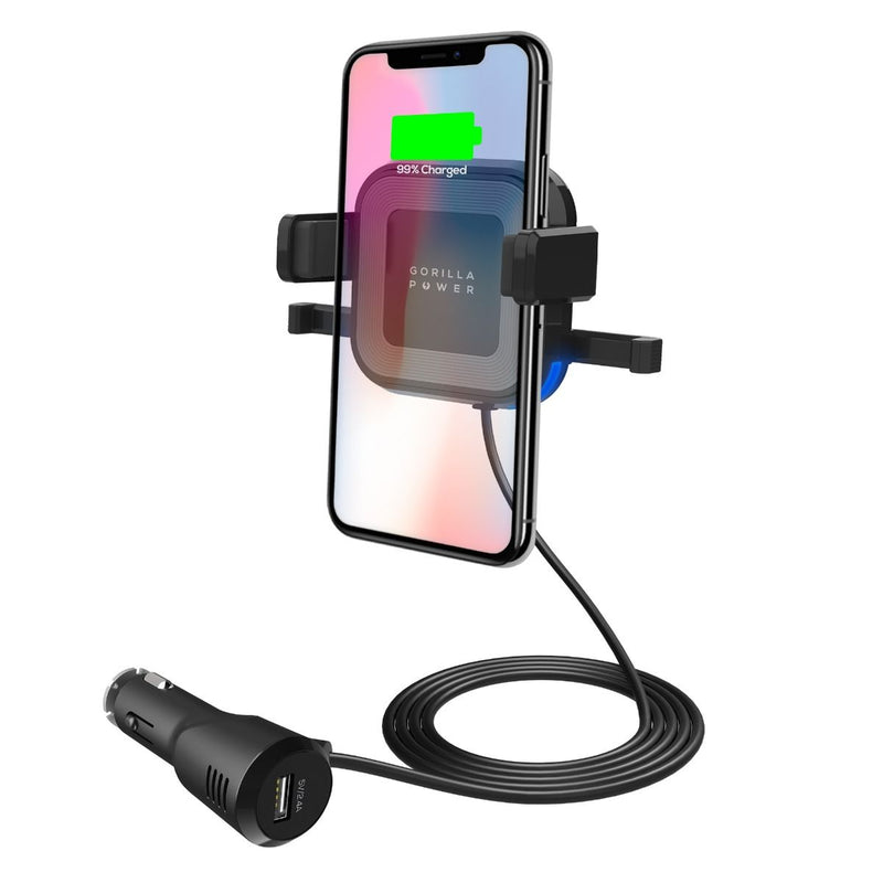 mbeat Gorilla Power 10W Wireless Car Charger With 2.4A USB Charging, Air Vent Clip & Windshield Stand Payday Deals