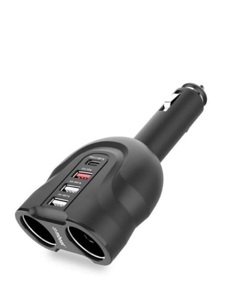 mbeat Gorilla Power Four Port USB-C PD & QC3.0 Car Charger with Cigar Lighter Splitter Payday Deals