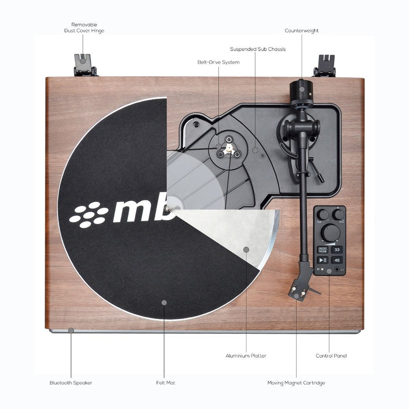 mbeat Hi-Fi Turntable with Built-In Bluetooth Receiving Speaker Payday Deals