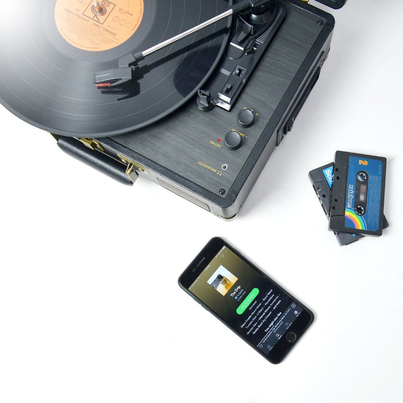 mbeat Uptown Retro Turntable and Cassette Player with Bluetooth Speakers Payday Deals