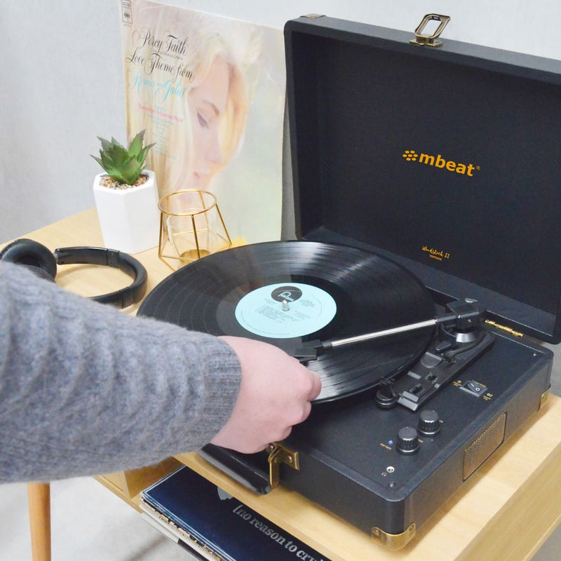 mbeat Woodstock II Black Retro Bluetooth (TX/RX) Turntable Payday Deals