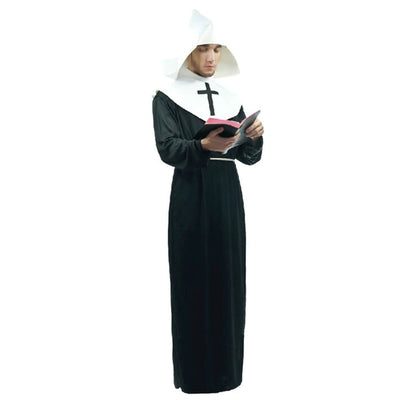 Men's Nun Costume Religious Catholic Priest Fancy Dress Party Outfit Church