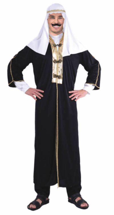 Mens Deluxe Arabian Costume Dubai Gangster Arab Sheik Fancy Dress Up Party