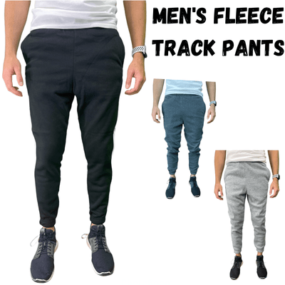 Mens Skinny Track Pants Joggers Trousers Gym Casual Sweat Cuffed Slim Trackies Fleece