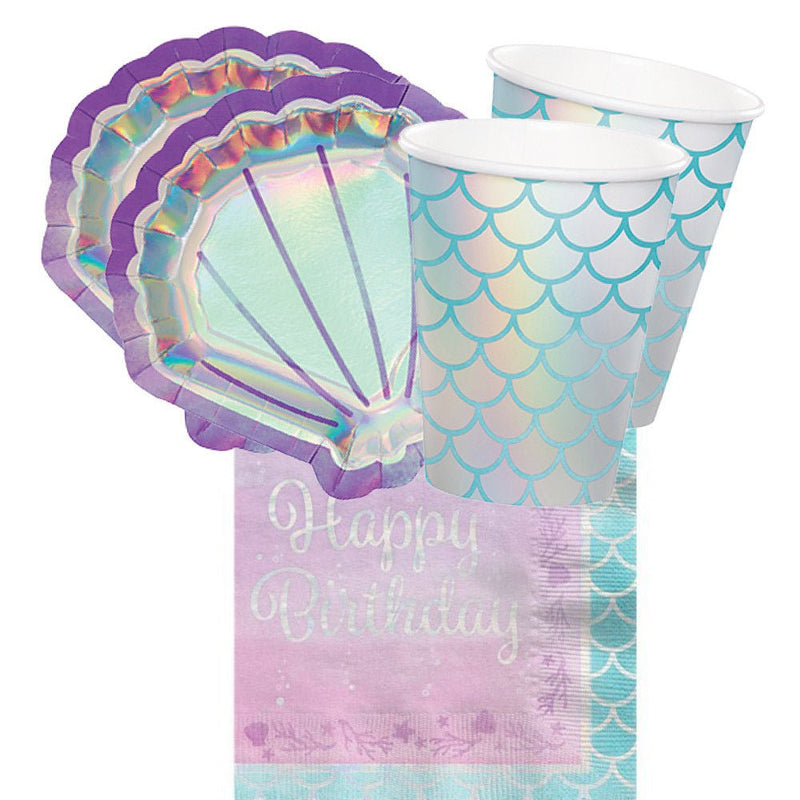Mermaid Shine Happy Birthday 16 Guest Tableware Party Pack Payday Deals
