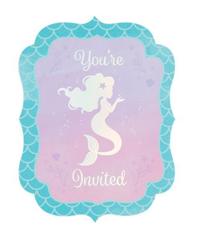 Mermaid Shine Iridescent Postcard Invites 8 PACK