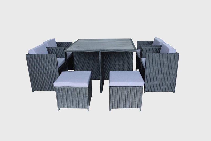 Messina 9 Piece Rattan Dining Set - Polywood Table