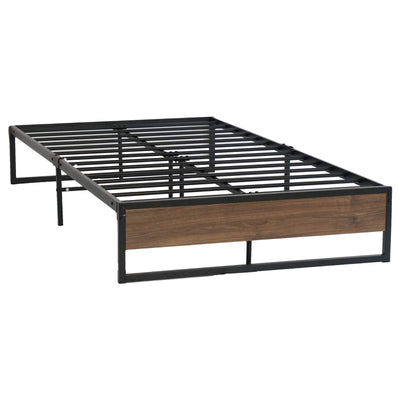 Metal Bed Frame Single Size Mattress Base Platform Foundation Wooden Black OSLO