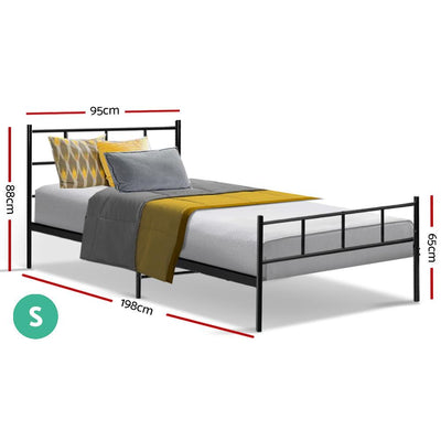 Artiss Metal Bed Frame Single Size Platform Foundation Mattress Base SOL Black Payday Deals