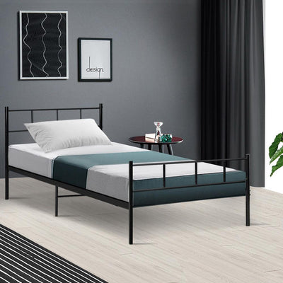 Artiss Metal Bed Frame Single Size Platform Foundation Mattress Base SOL Black - Payday Deals