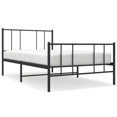 Metal Bed Frame with Headboard and Footboard Black 107x203 cm King Single Size Payday Deals