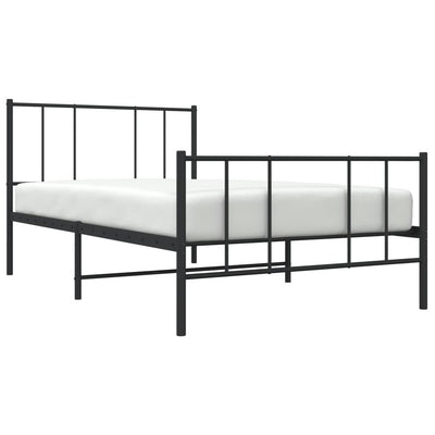 Metal Bed Frame with Headboard and Footboard Black 107x203 cm King Single Size Payday Deals