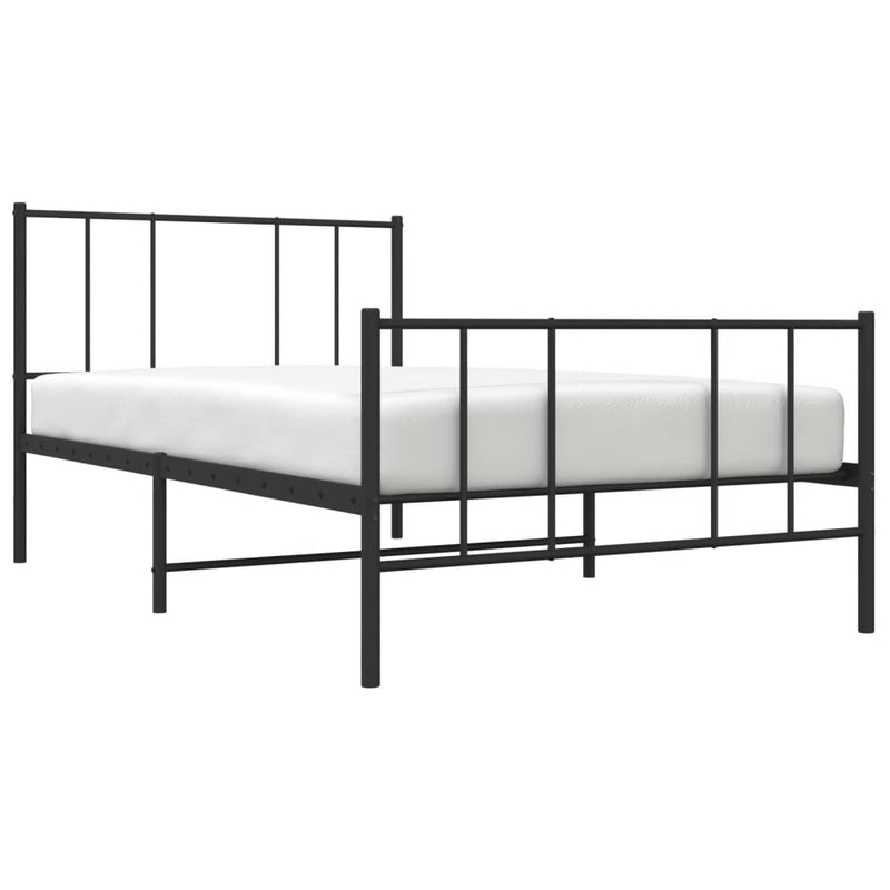 Metal Bed Frame with Headboard and Footboard Black 107x203 cm King Single Size Payday Deals