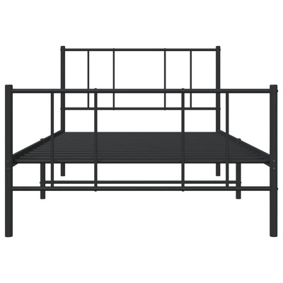 Metal Bed Frame with Headboard and Footboard Black 107x203 cm King Single Size Payday Deals