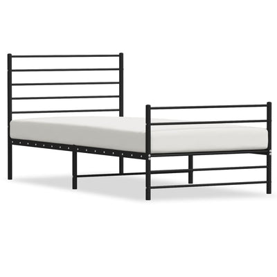 Metal Bed Frame with Headboard and Footboard Black 107x203 cm King Single Size