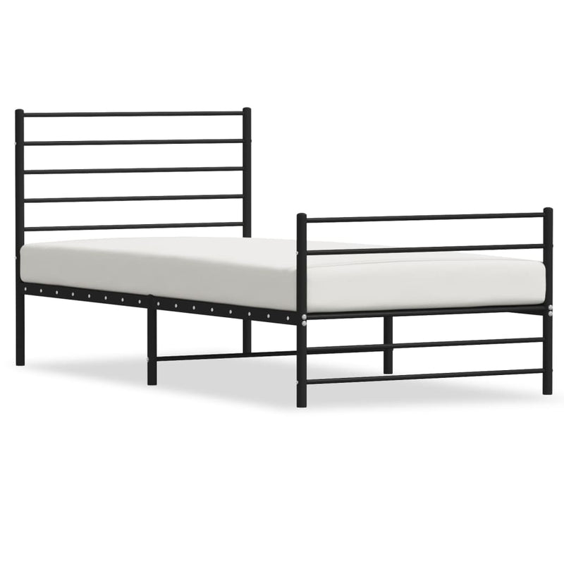 Metal Bed Frame with Headboard and Footboard Black 107x203 cm King Single Size Payday Deals