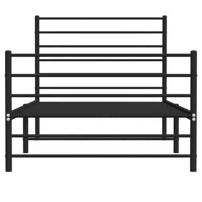 Metal Bed Frame with Headboard and Footboard Black 107x203 cm King Single Size Payday Deals