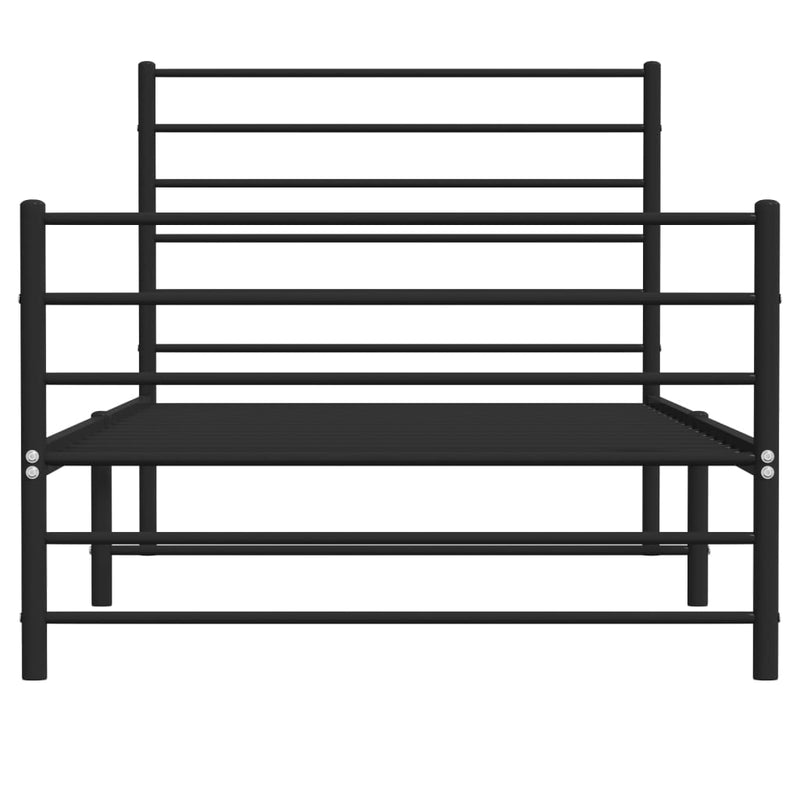 Metal Bed Frame with Headboard and Footboard Black 107x203 cm King Single Size Payday Deals