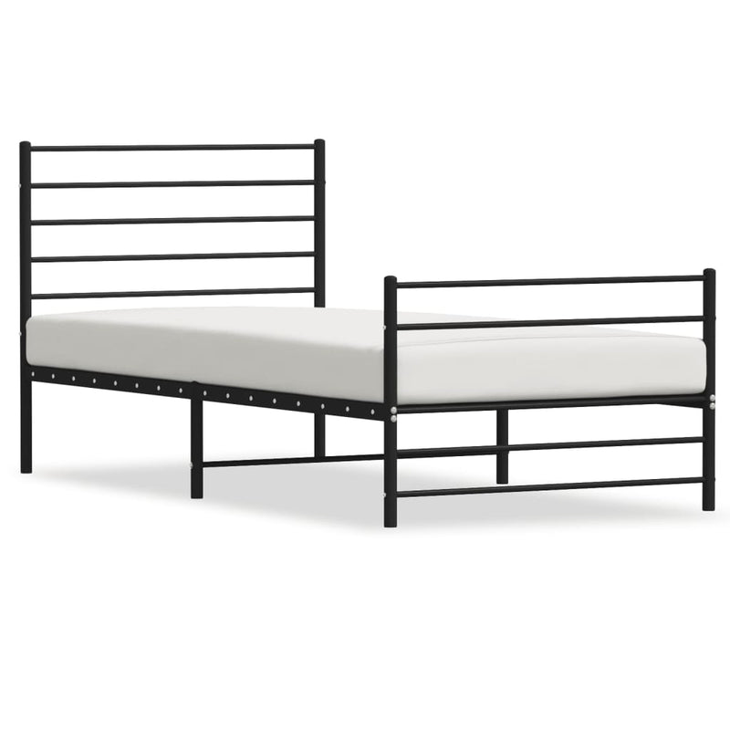 Metal Bed Frame with Headboard and Footboard Black 92x187 cm Single Payday Deals